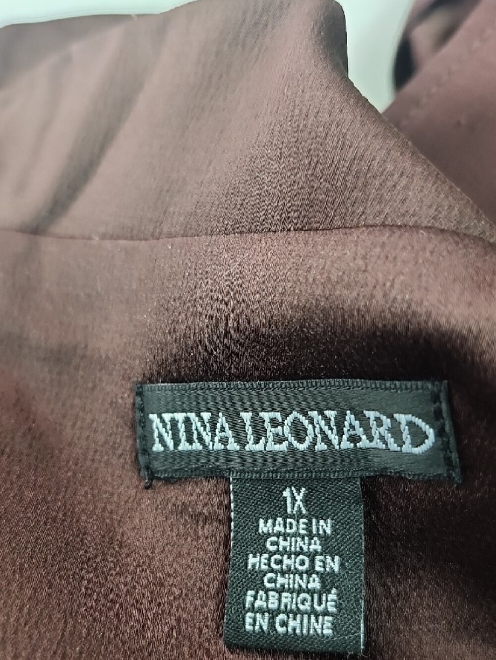 Nwot Nina Leonard Chocolate Satin Drawstring Trench Coat - Picture 2 of 10
